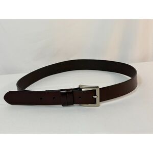ROLFS Brown Leather Belt Silver Buckle Women Medium Capsule Minimalist Staple